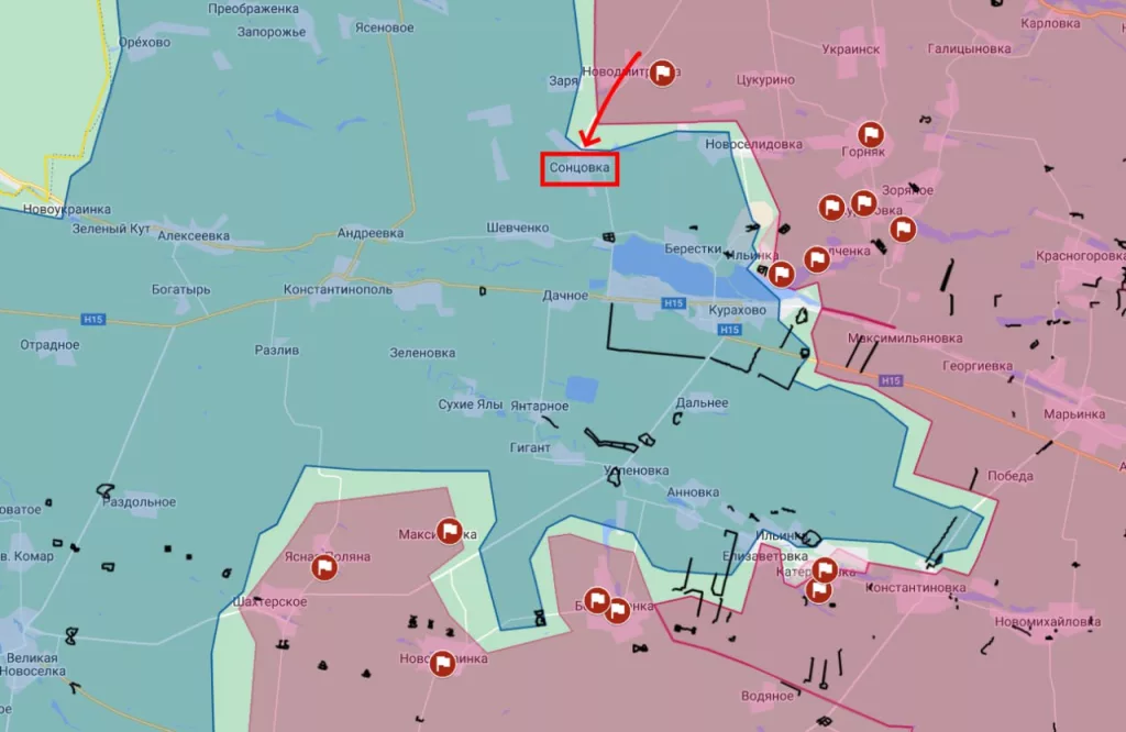 Сообщается о закреплении российских штурмовиков на окраине селе Сонцовка
