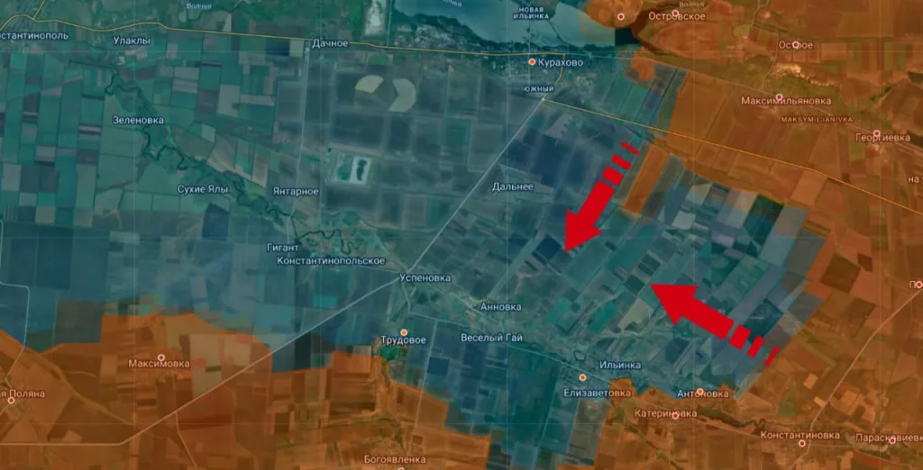 Курахово. Ряд зарубежных аналитиков считает, что российская армия в ближайшее время может срезать выступ, образовавшийся за каскадом сёл к юго-востоку от Курахова