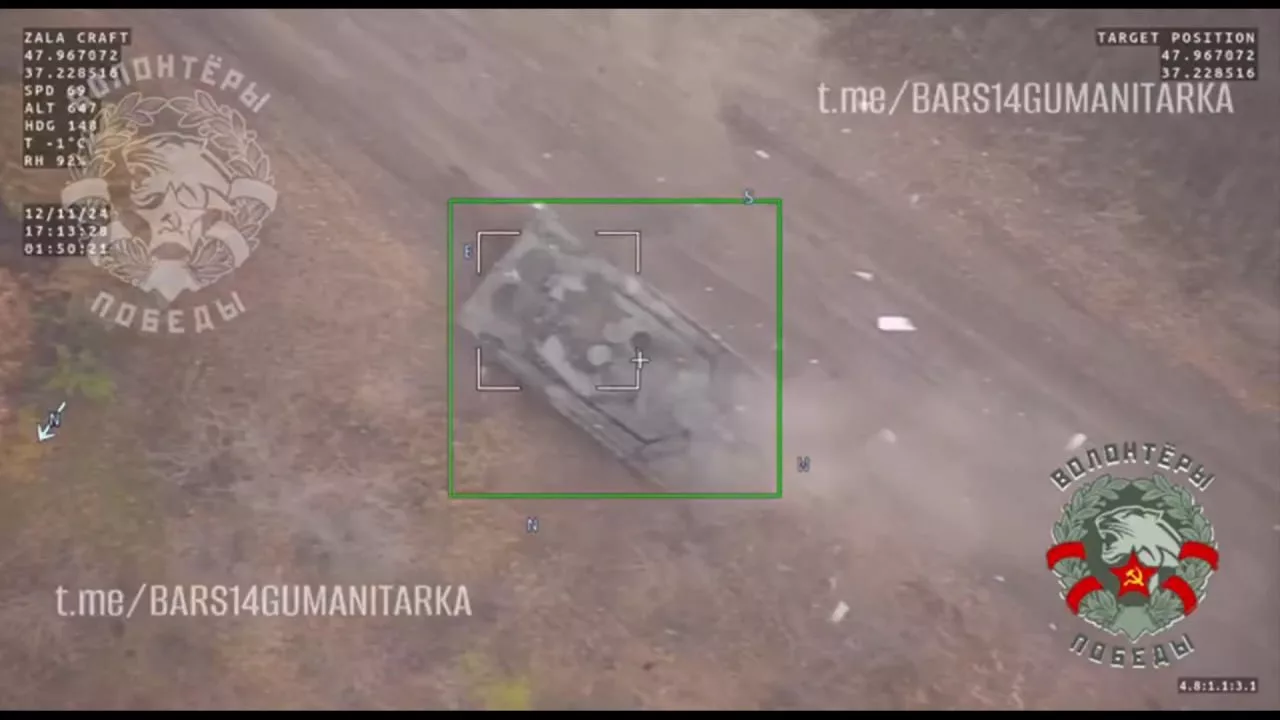 Прилеты "Ланцетов" по двум Leopard 2A4 из состава 33-й мехбригады ВСУ между Дачным и Курахово