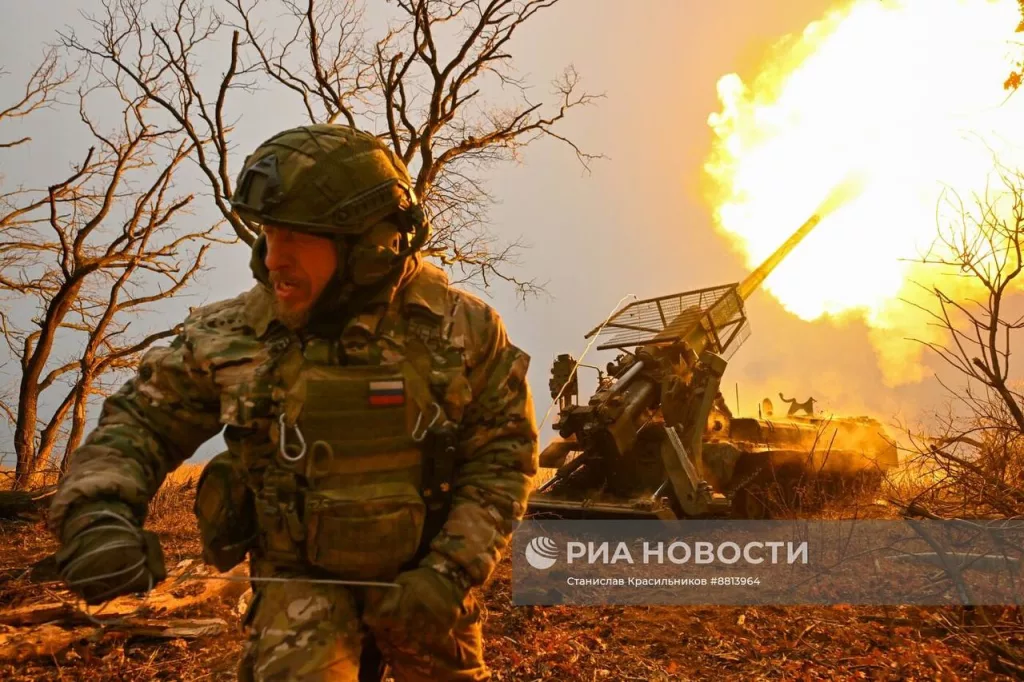 Боевая работа расчёта 203-мм самоходной пушки 2С7М «Малка» группировки войск «Центр» на Красноармейском направлении
