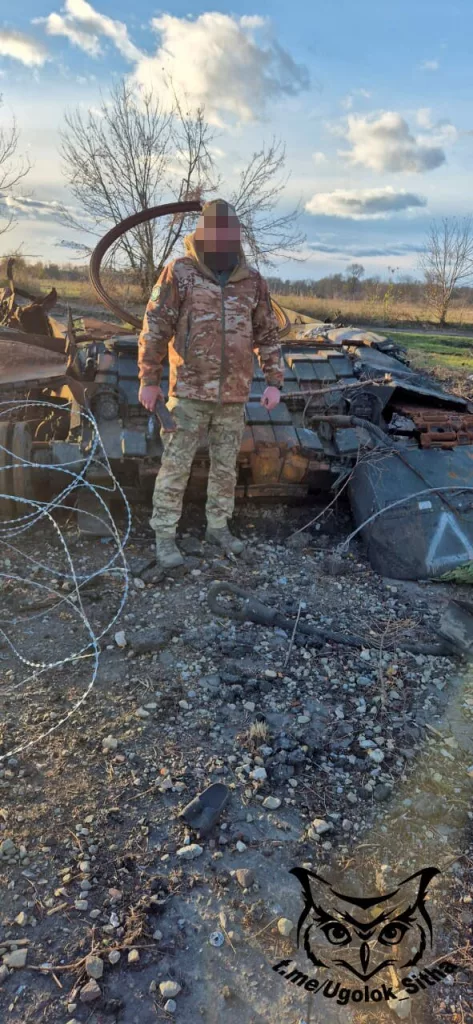 Уничтоженный украинский танк Т-64БВ в Курской области