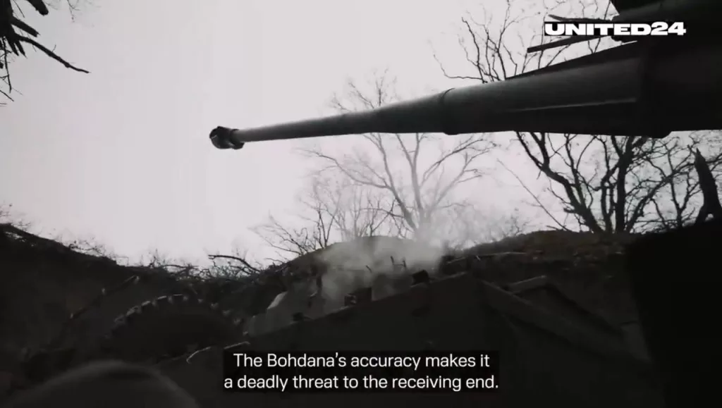 Использование военнослужащими 45-й ОАБр ВСУ подземного укрытия для маскировки 155-й САУ «Богдана» на шасси Tatra Phoenix и ведения огня непосредственно из подземного укрытия