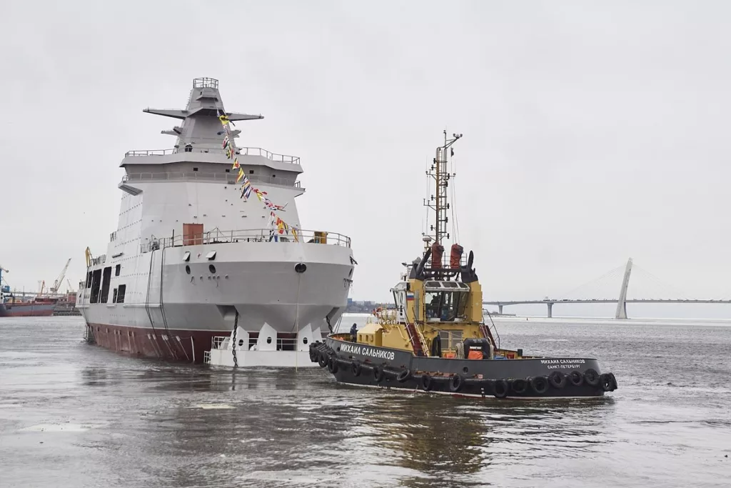 Для ВМФ России спущен на воду новейший патрульный корабль ледового класса «Николай Зубов»