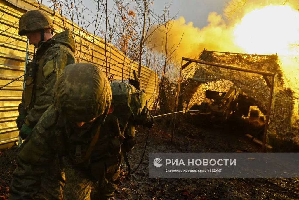 Боевая работа расчета 130-мм пушки М-46 на Красноармейском направлении