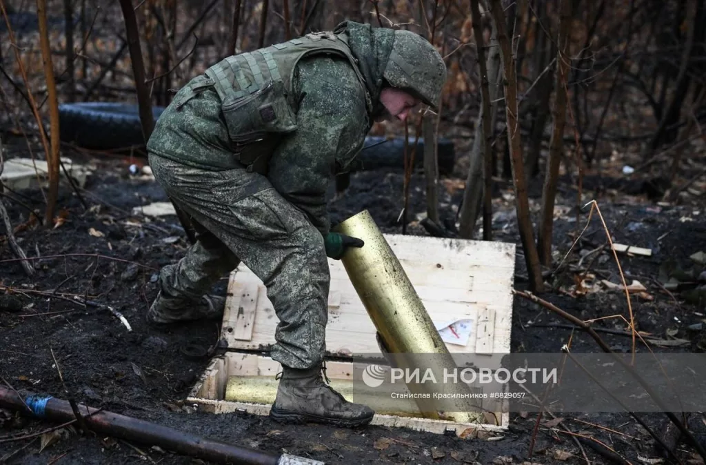 Боевая работа расчета 130-мм пушки М-46 на Красноармейском направлении