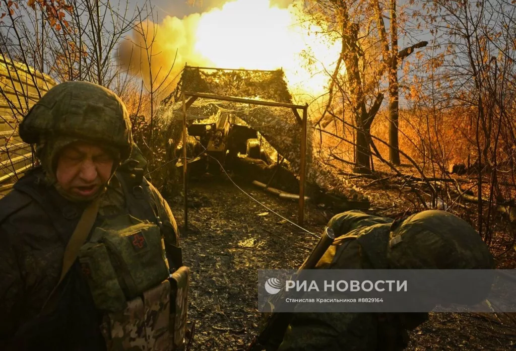 Боевая работа расчета 130-мм пушки М-46 на Красноармейском направлении