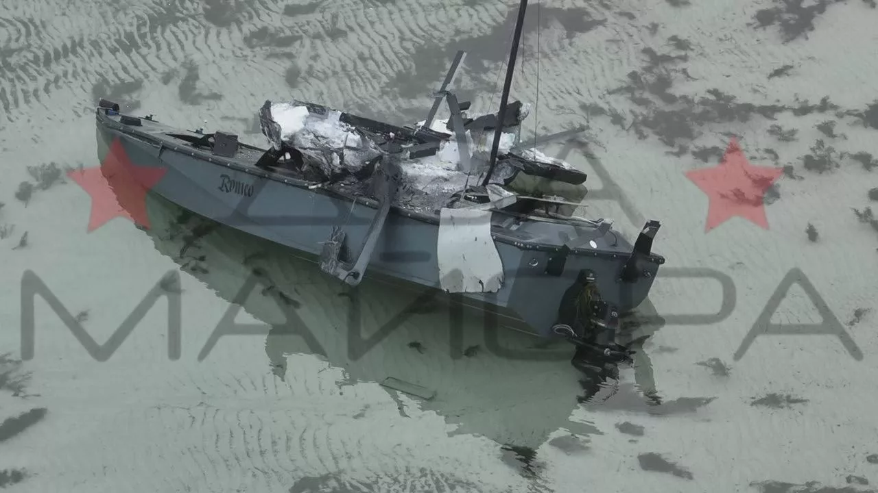 Уничтоженный украинский БЭК-носитель FPV-дронов с системой РЭБ в районе мыса Тарханкут на западе Крыма