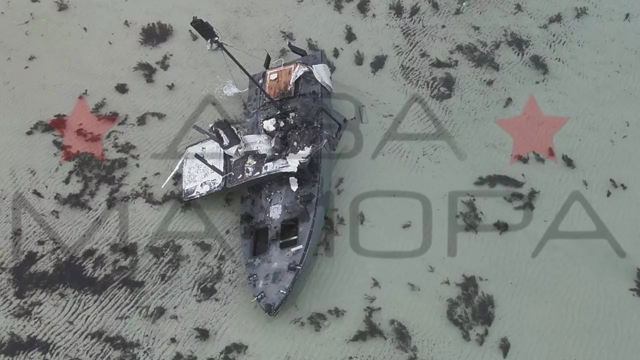 Уничтоженный украинский БЭК-носитель FPV-дронов с системой РЭБ в районе мыса Тарханкут на западе Крыма