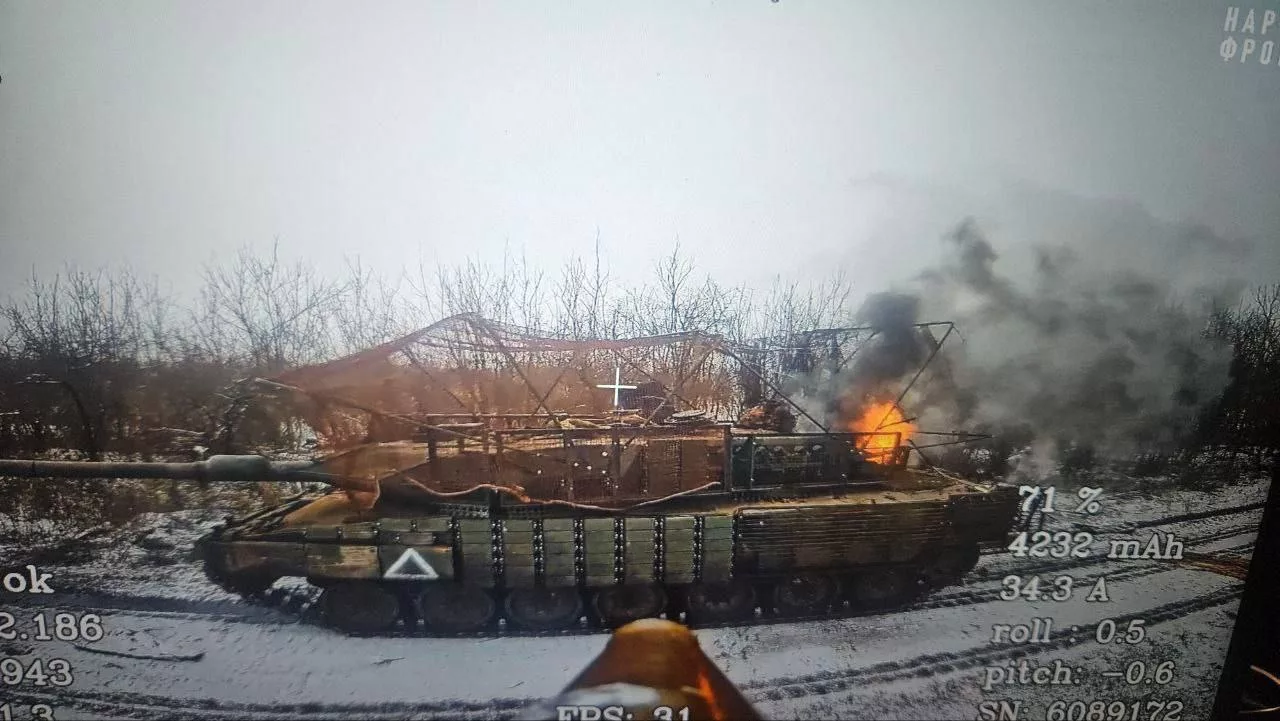 Момент поражения НАТОвского танка Leopard 2A6