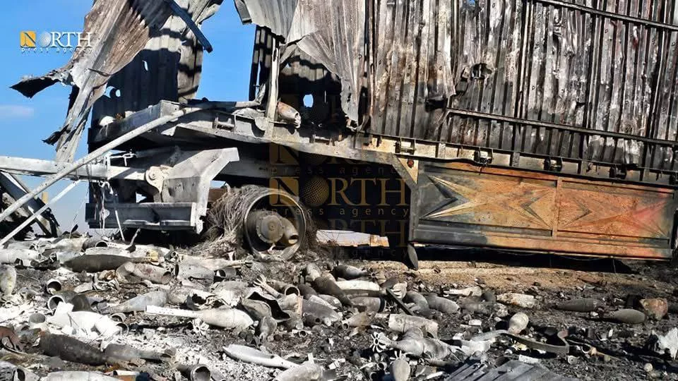 Результат ночного авиаудара по аэродрому Камышлы на северо-востоке Сирии