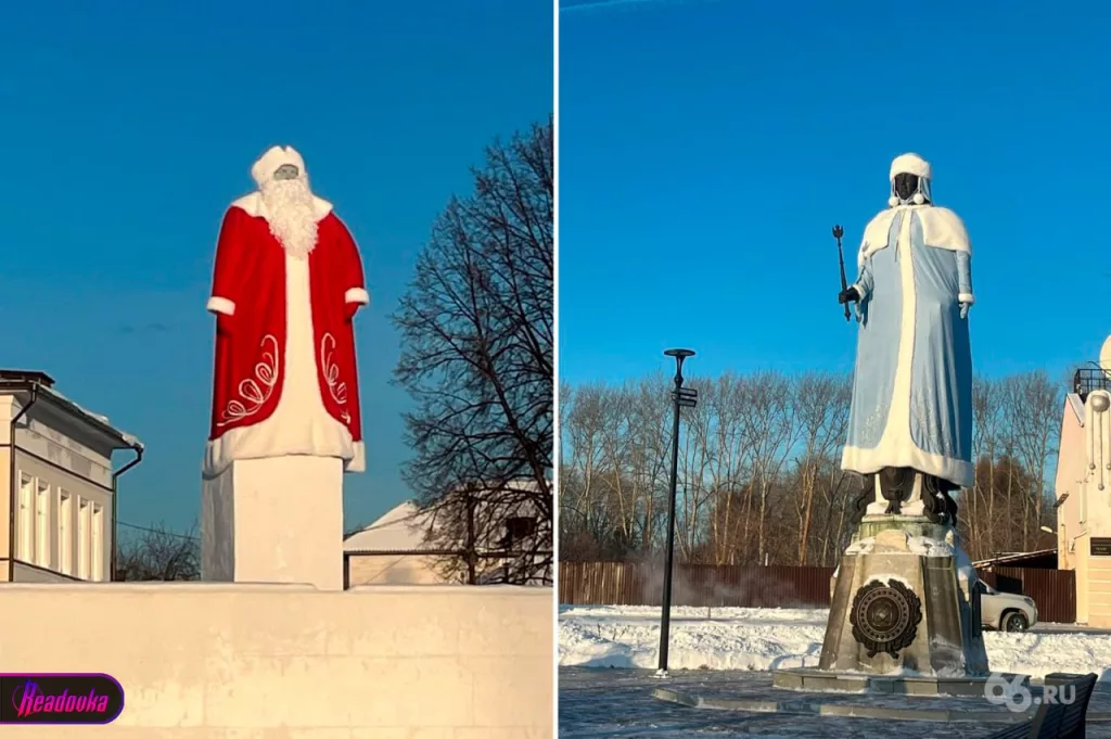 Мэру Ирбита пришлось снять новогодние костюмы с памятником Екатерине II и Ленину