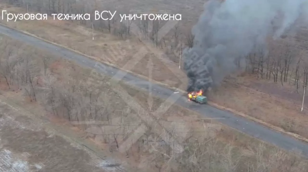 Уничтоженный военнослужащими группировки «Север» грузовик Iveco Magirus 90-16 Turbo ВСУ