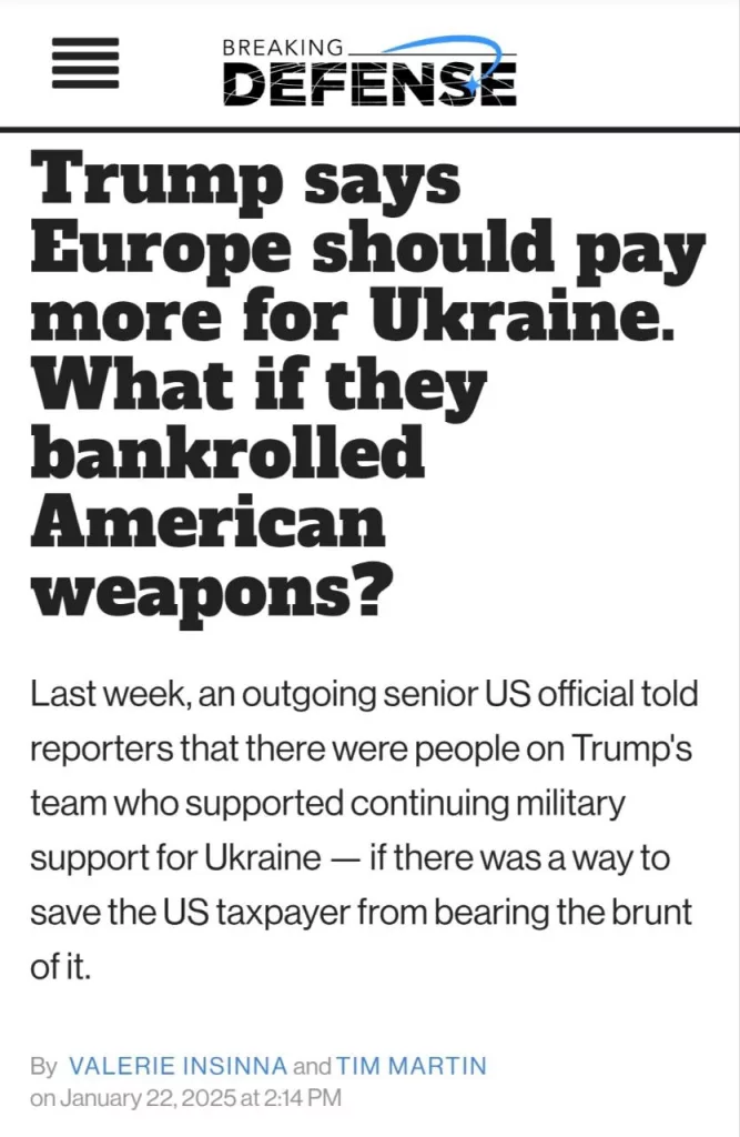 В окружении Трампа есть люди, которые поддерживают продолжение войны на Украине, если удастся переложить расходы на ЕС