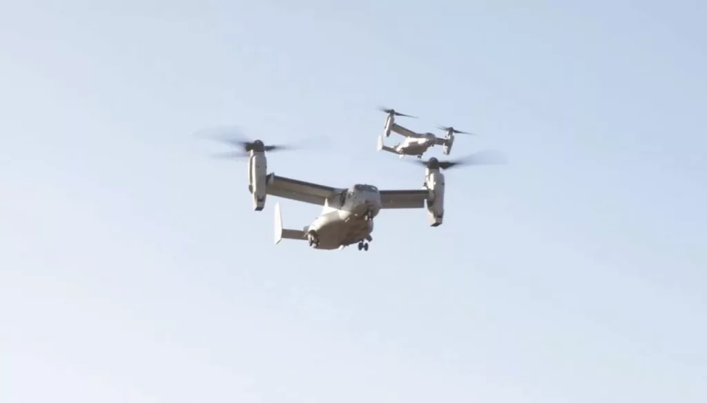 Белый дом публикует кадры переброски подразделений корпуса морской пехоты на конвертопланах MV-22B Osprey в район американо-мексиканской границы