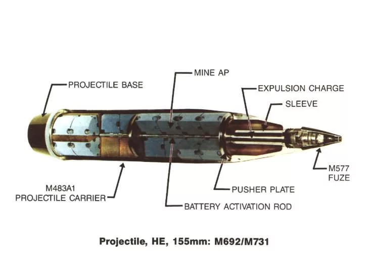 Американские 155-мм снаряды M692 ADAM с противопехотными минами внутри засветились в руках украинских артиллеристов из 24-й мехбригады ВСУ