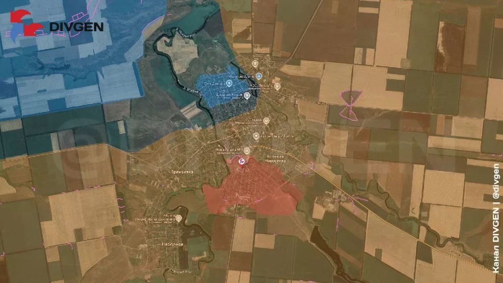 ВС РФ освободили уже более 65% Великой Новоселки. Над городской больницей поднят флаг России