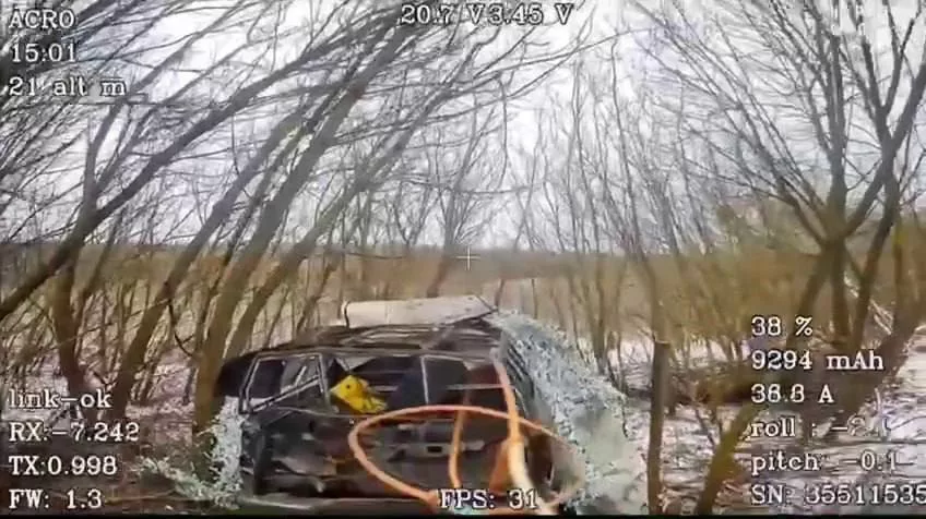 Еще одна подборка кадров с поражением FPV-дронами на оптоволокне различной техники ВСУ в Курской области
