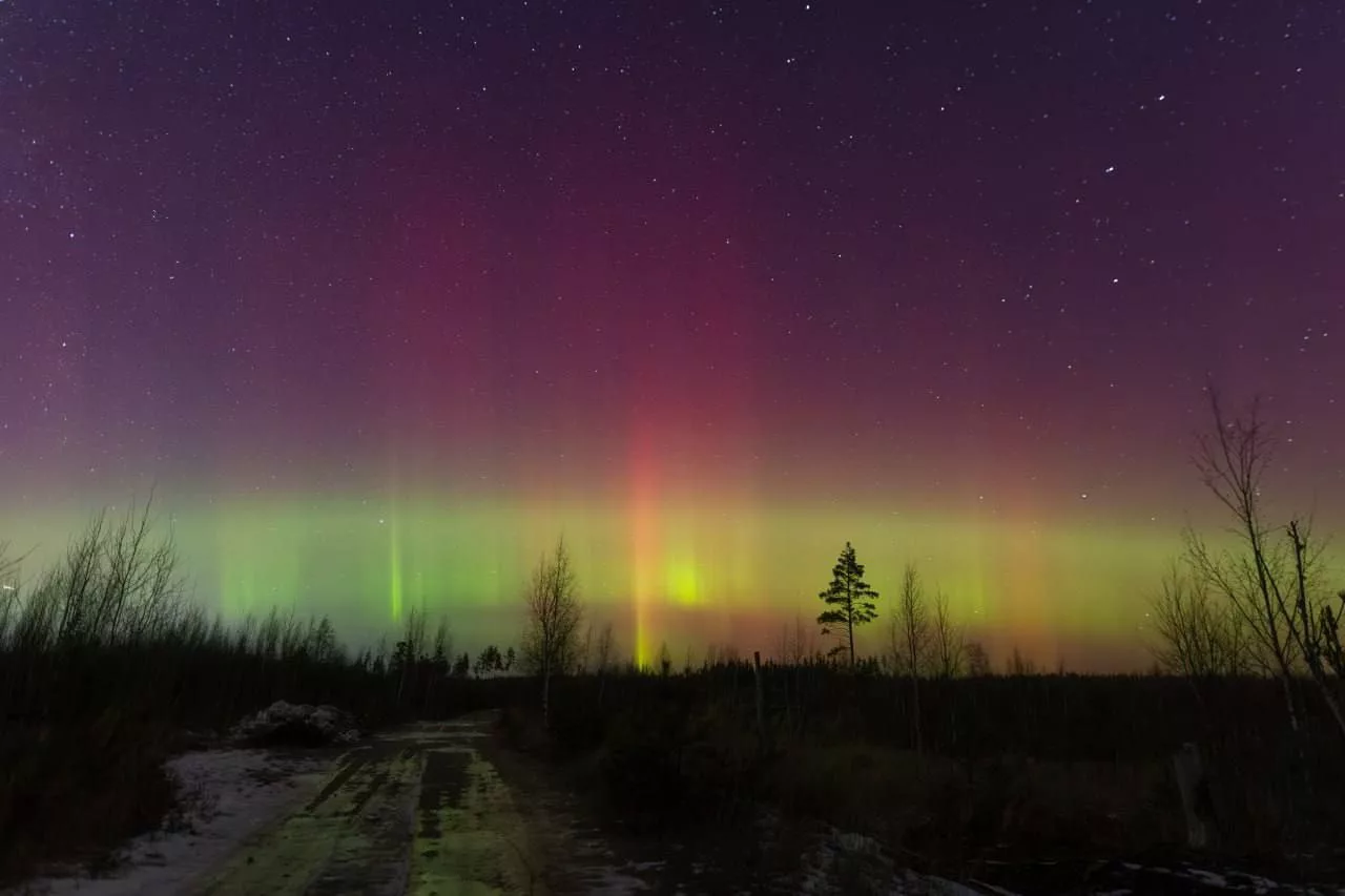 Магнитная буря достигла экстремального уровня G4, сопровождаясь яркими полярными сияниями, которые можно увидеть в различных городах России