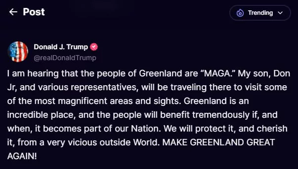Трамп считает, что Гренландия выиграет от вхождения в состав США