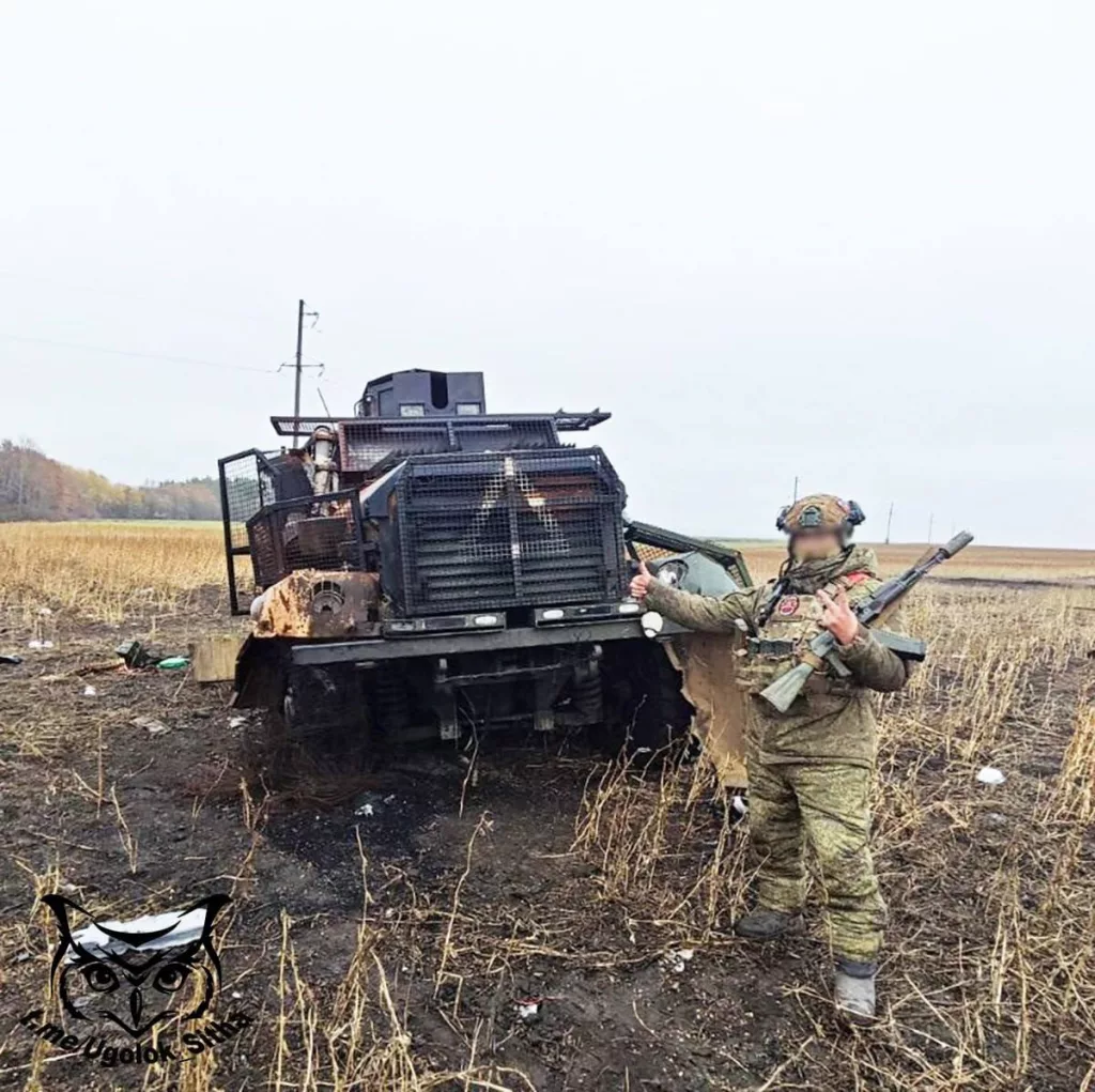 Очередной приунывший американский бронеавтомобиль Cougar H (4×4) ВСУ в Курском приграничье