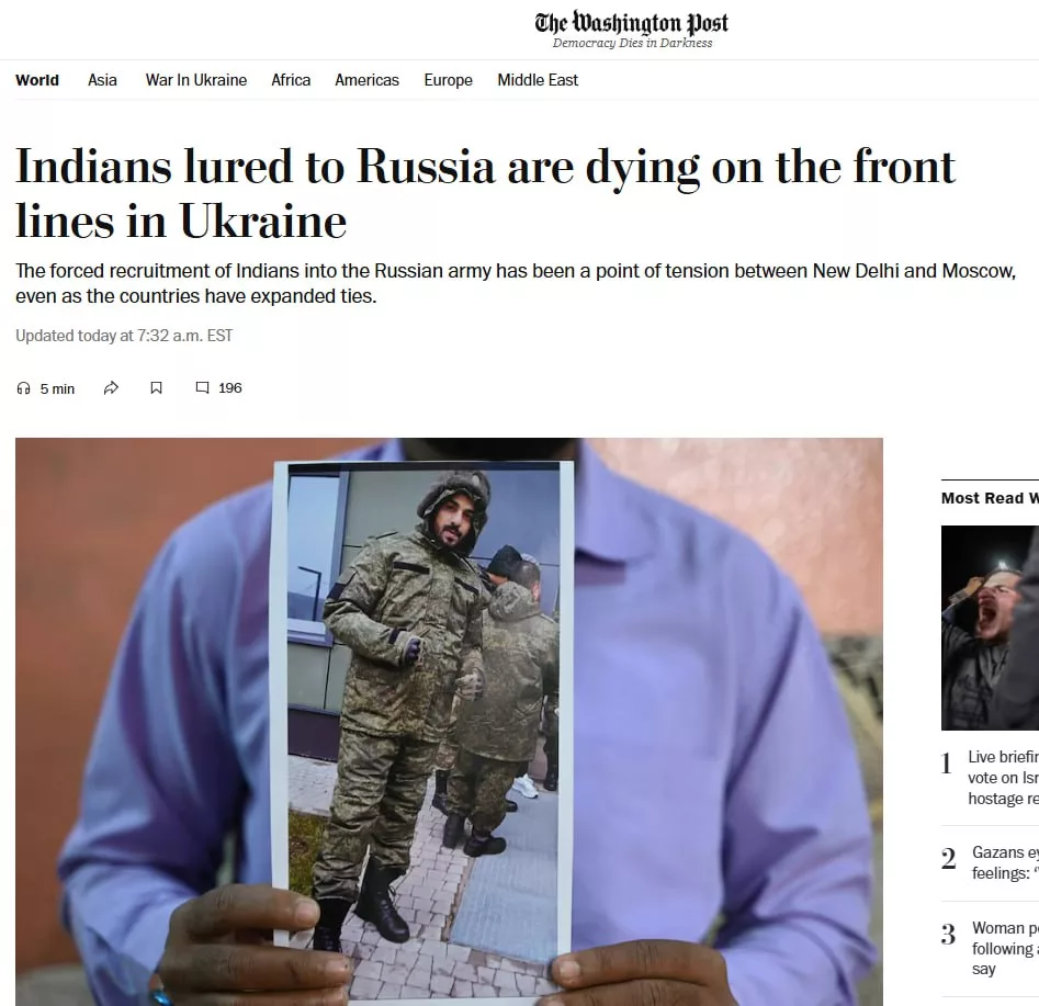 Россия вербует индийцев для войны против Украины — The Washington Post