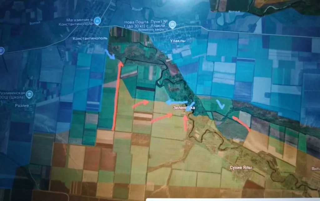 Кураховское направление. Подразделения ВС РФ атаковали и продвинулись около 3 км севернее по посадкам в направлении Константинополя и Улаклы