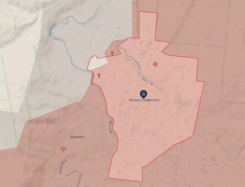 Противник на своих картах уже окончательно сдал Великую Новоселку российской армии