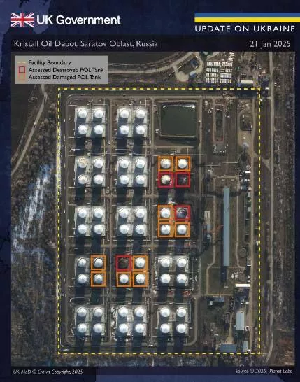 Спутниковый снимок НПЗ в Энгельсе от британской разведки