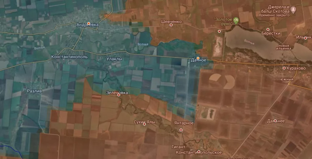 Судя по всему, российские войска вплотную подошли к участку Улаклы/Константинополь, куда откатывался кураховский гарнизон ВСУ