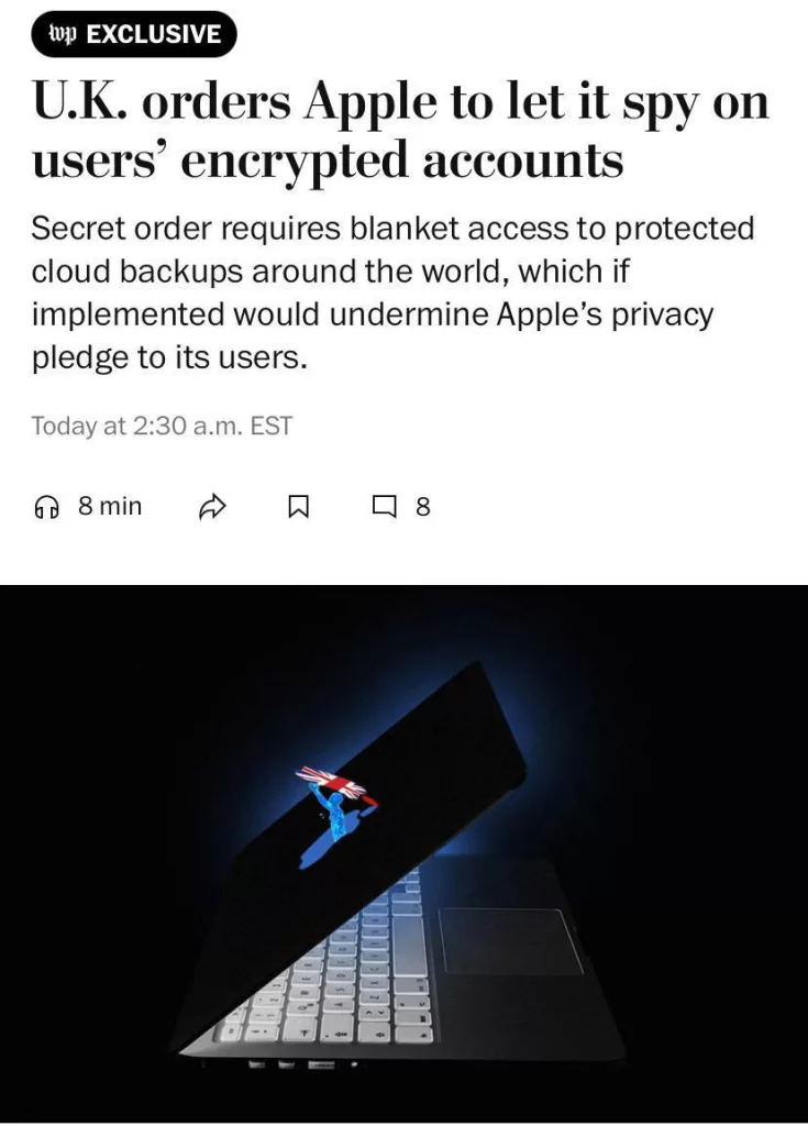 Британские власти хотят шпионить за пользователями Apple