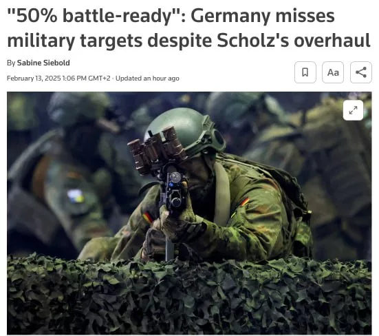 Боеготовность Германии сейчас ниже, чем в 2022 году
