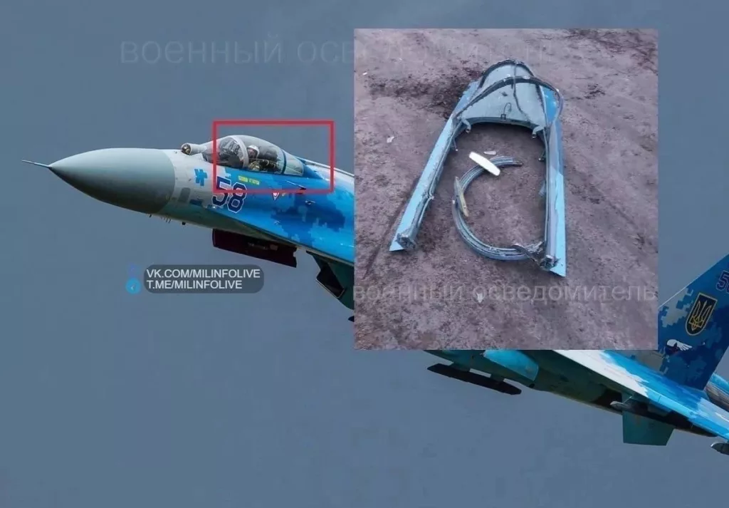 Сбитый над Киевом истребитель Су-27 831–ой бригады тактической авиации ВВСУ огнём Украинской ПВО. Февраль 2022 года