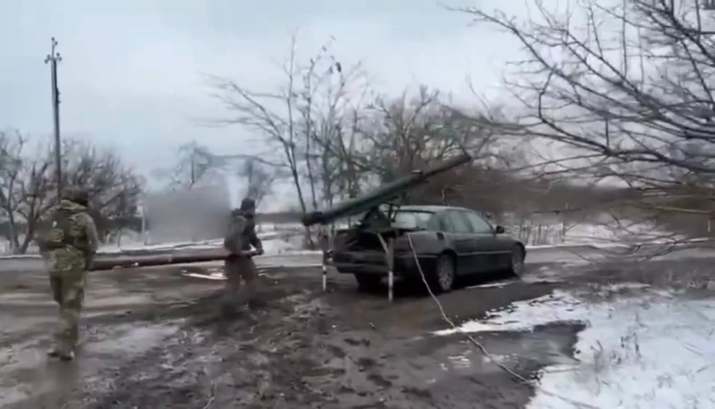 Импровизированная РСЗО на базе… седана одного из подразделений ВСУ