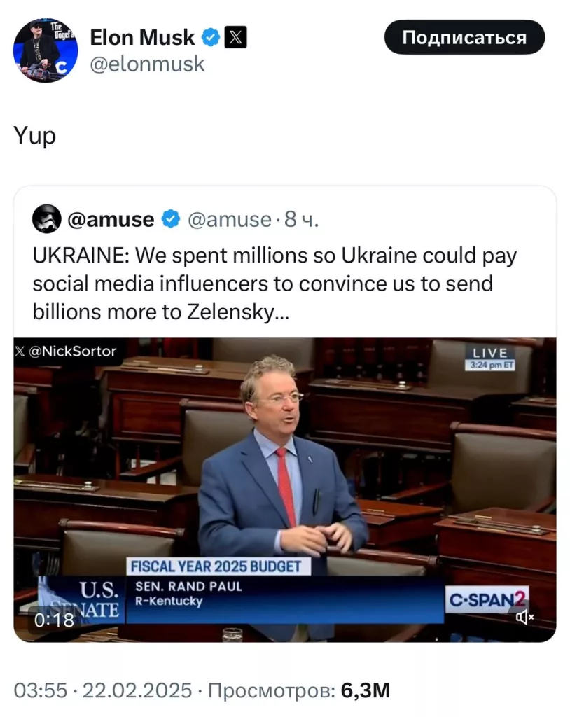 «Это только вершина айсберга»: Маск о коррупции на Украине