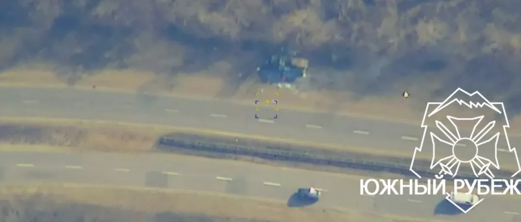 Уничтожение РСЗО БМ-21 «Град» ВСУ ударом дрона-камикадзе «Ланцет»