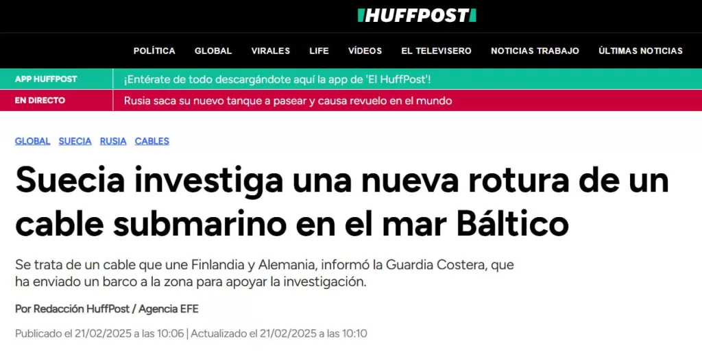 Опять: Швеция расследует повреждение кабеля в Балтийском море
