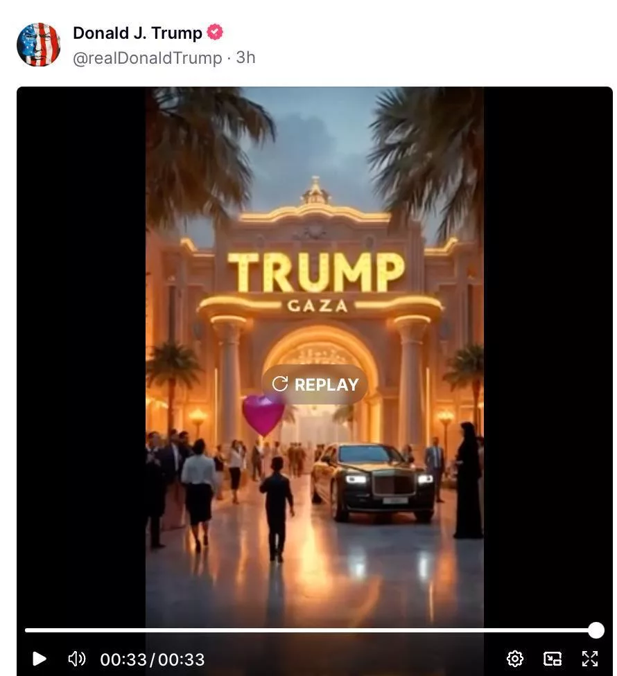 Трамп превратит сектор Газа в лакшери-курорт: ИИ показала будущую «Ближневосточную Ривьеру»