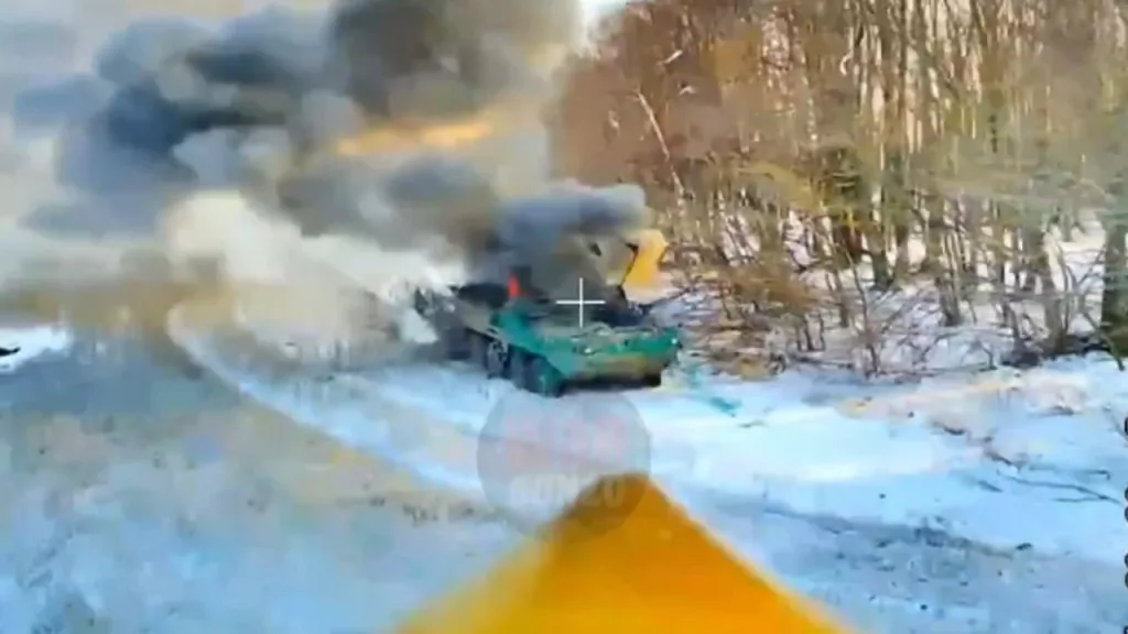 Уничтожение очередного БТР M1126 Stryker украинской армии в Курской области