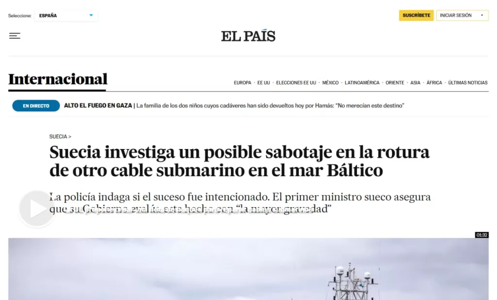 Опять: Швеция расследует повреждение кабеля в Балтийском море