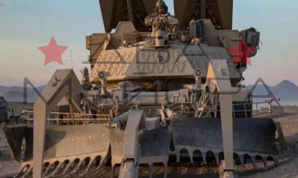 Наши уничтожили M1150 Assault Breacher Vehicle (ABV) — американская бронированная машина разминирования на баз танка M1 Abrams, оснащённая минным плугом и удлинёнными зарядами