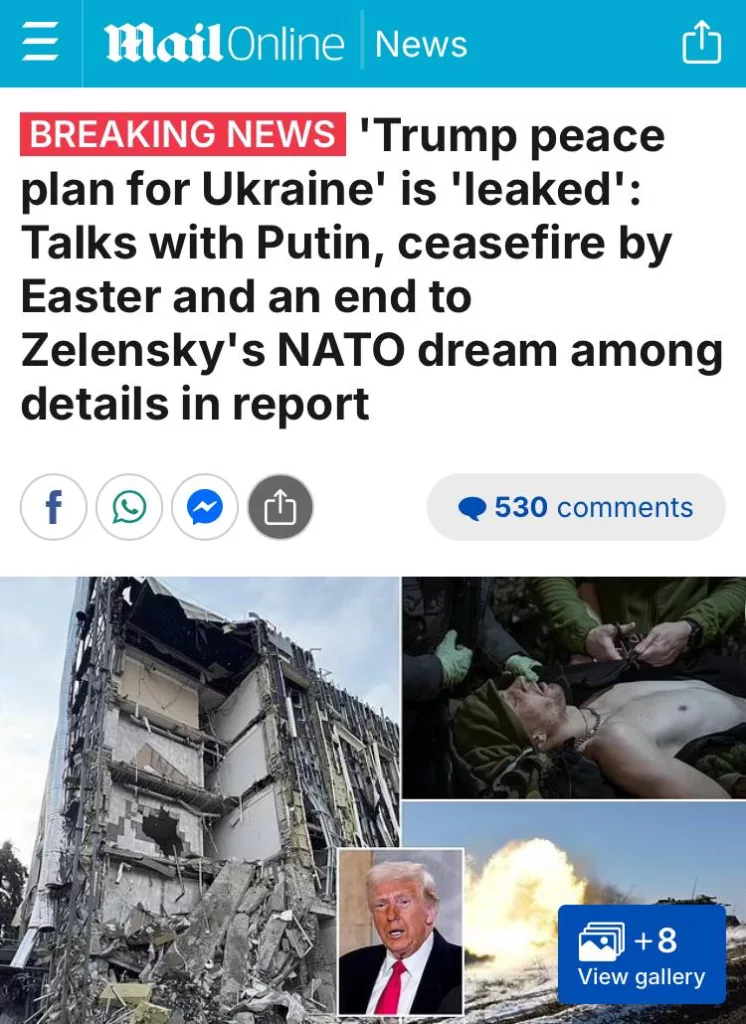 Украинский конфликт может завершиться к 20 апреля, — следует из утечки планов Трампа, которые опубликовали Daily Mail