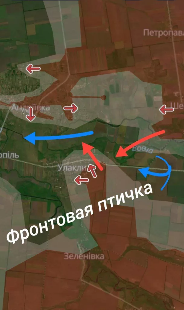 Продвижение наших штурмовых групп у н.п. Улакли. Кураховское направление