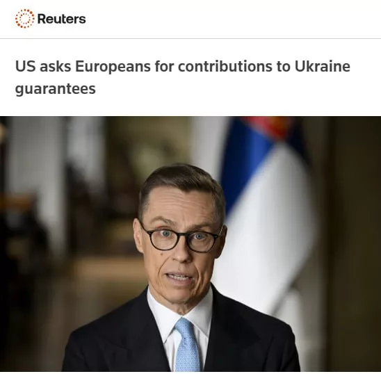 США собираются узнать возможности каждого члена ЕС по вопросу оказания гарантий безопасности Украине — президент Финляндии Стубб в интервью Reuters