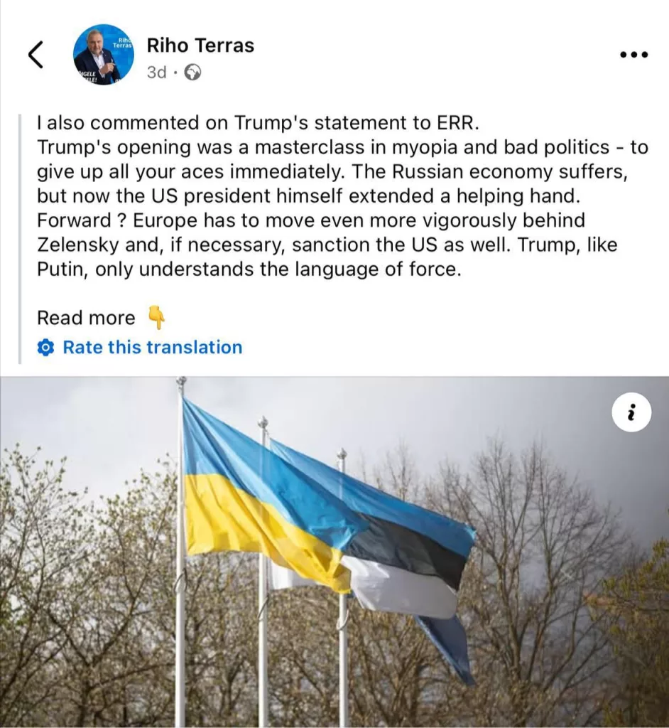 Эстония поверила в себя: страна требует ввести санкции против США