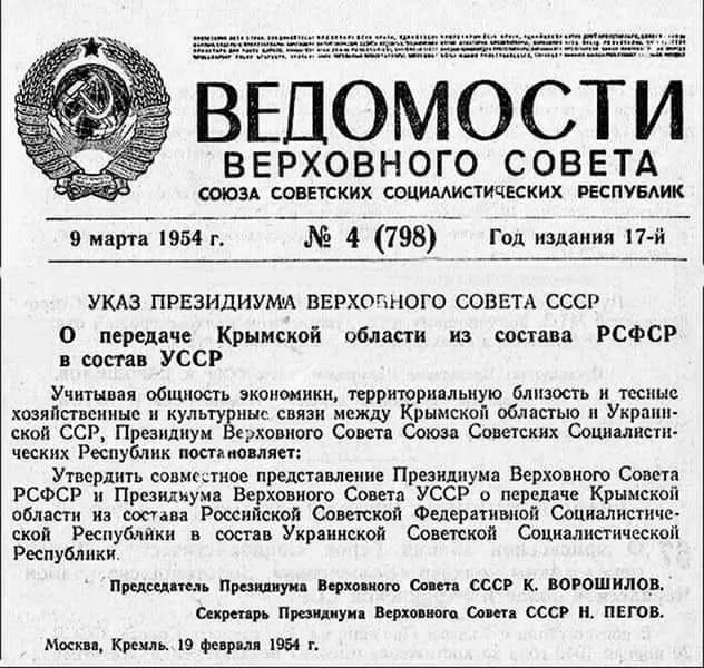 Как передавали Крым Украине