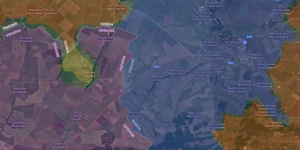 Судя по всему, в Курской области морпехи рванули через Сумскую область и мчат к единственной дороге, по которой ВСУ снабжают свои войска в Судже