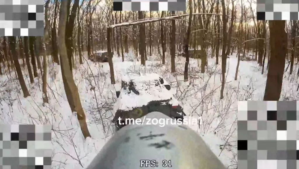 Работа оптоволоконными FPV-дронами по бронетехнике и автотранспорту ВСУ в Сумской области