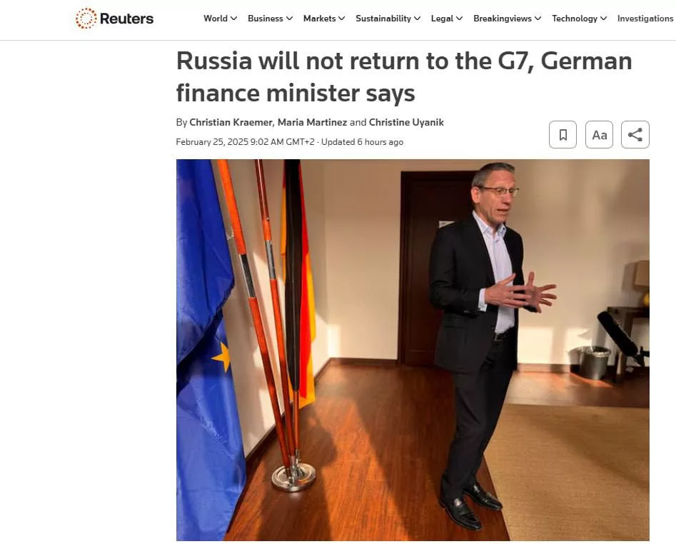 Россию не примут в G7, как того потребовал Трамп, — министр финансов Германии Йорг Кукис
