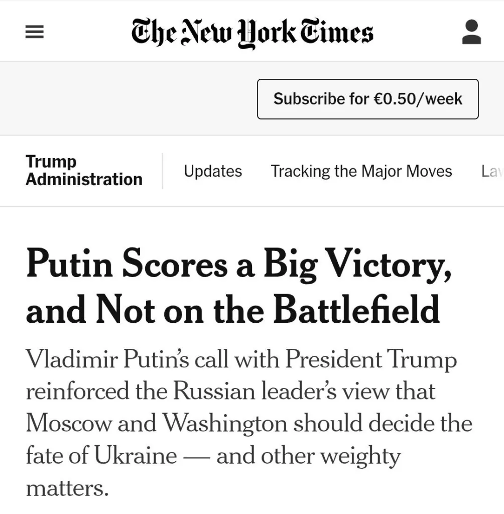 «Теперь это мир Путина и Трампа», — телефонный разговор лидеров России и Украины стал главной новостью дня в мире