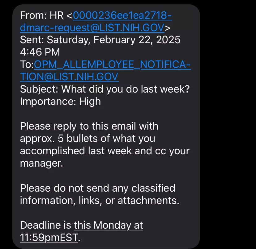 DOGE Илона Маска разослал сотням тысяч федеральным служащих США письмо с просьбой